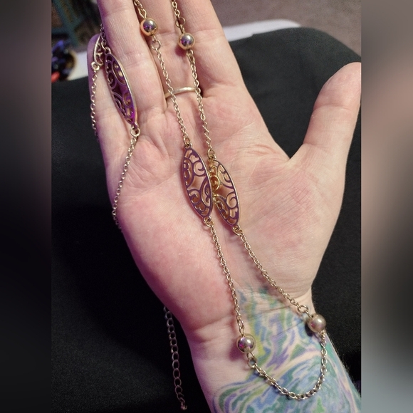 Elegant Silver and Gold Beaded Necklace Set - Picture 9 of 9